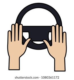hands with car wheel driver