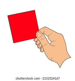 Hands with cards. Color cards are commonly used in games, football and others.
