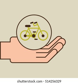 hands care environment bike transport vector illustration eps 10