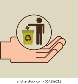 hands care environment recycle trash vector illustration eps 10