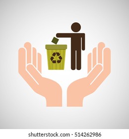 hands care environment recycle trash vector illustration eps 10