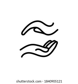 Cuidar las manos, guardar, proteger icono. Ilustración médica de vectores.