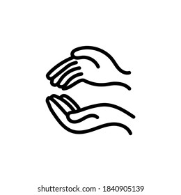 Hands care, saving, protect icon. Vector medical illustration.