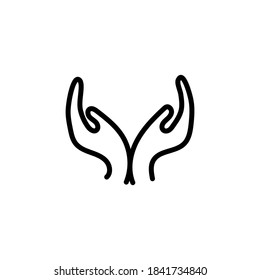 Hände pflegen, sparen, Symbol schützen. Vektormedizinische Illustration.