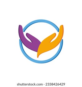 Hands care sign colored logo vector image
