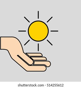 hands care sun warming gobal design vector illustration eps 10