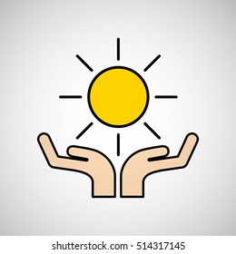 hands care sun warming gobal design vector illustration eps 10