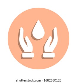 Hands, care, water drop badge icon. Simple glyph, flat vector of ecology icons for ui and ux, website or mobile application