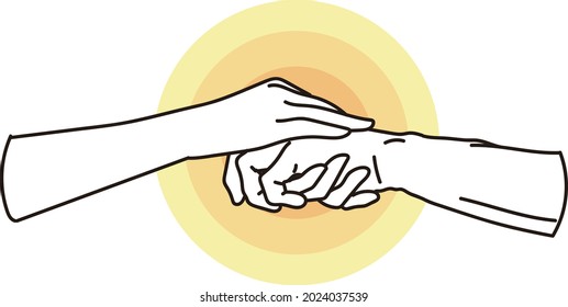 Hands of caregivers and the elderly