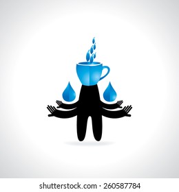 hands caring water drop with tea cup