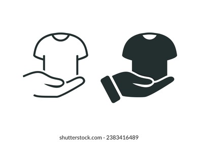 Hands carrying clothes. illustration vector