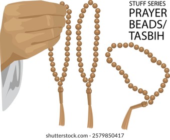 hands carrying prayer beads or tasbiih