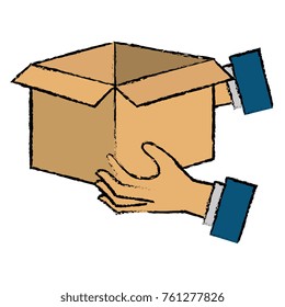 hands with carton box