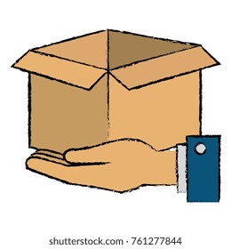 hands with carton box