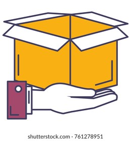 hands with carton box