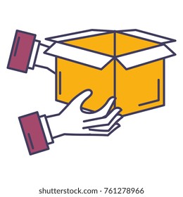 hands with carton box