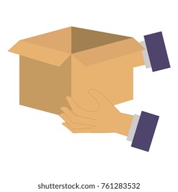 hands with carton box