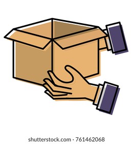 hands with carton box