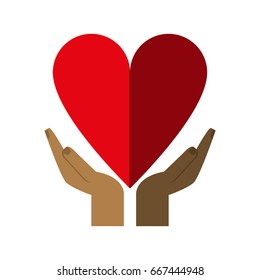 hands and cartoon heart icon image 