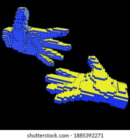 hands caste art voxel robot people too cube picture abstraction 3D