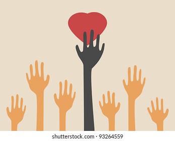 hands catching heart