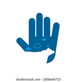 hands, cattle and clouds logotype, vector illustrations