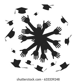 hands celebrating graduation circle
