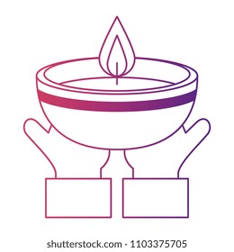 hands with ceremonial candle isolated icon