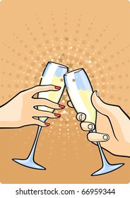Hands with champagne