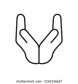 Hands von wohltätigen, einfachen Linien Symbol, Helping Hand bearbeitbaren Strich Umriss Symbol, hohe Qualität Vektorsymbol für mobile App.