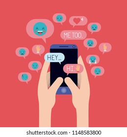 hands chating with smartphone