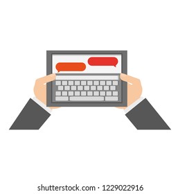 Hands chatting with smartphone