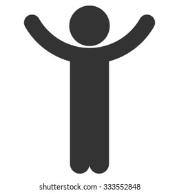 Hands Up Child vector icon. Style is flat symbol, gray color, rounded angles, white background.