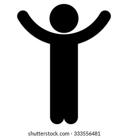 Hands Up Child vector icon. Style is flat symbol, black color, rounded angles, white background.