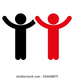 Hands Up Children vector icon. Style is bicolor flat symbol, intensive red and black colors, rounded angles, white background.