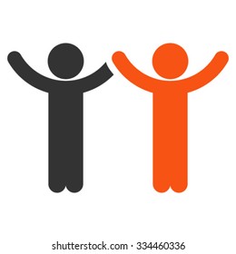 Hands Up Children vector icon. Style is bicolor flat symbol, orange and gray colors, rounded angles, white background.