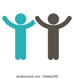 Hands Up Children vector icon. Style is bicolor flat symbol, grey and cyan colors, rounded angles, white background.