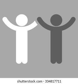 Hands Up Children vector icon. Style is bicolor flat symbol, dark gray and white colors, rounded angles, silver background.