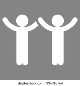 Hands Up Children vector icon. Style is flat symbol, white color, rounded angles, gray background.