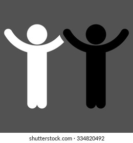 Hands Up Children vector icon. Style is bicolor flat symbol, black and white colors, rounded angles, gray background.