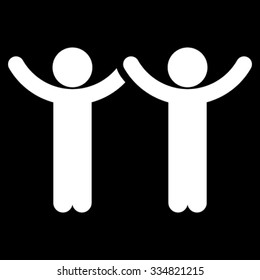Hands Up Children vector icon. Style is flat symbol, white color, rounded angles, black background.