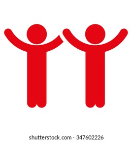 Hands Up Children vector icon. Style is flat symbol, red color, rounded angles, white background.