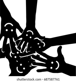 Hands in circle. Friendship concept vector