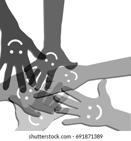 Hands in circle Friendship concept vector