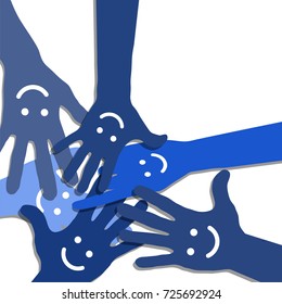 Hands in circle. Friendship concept, vector