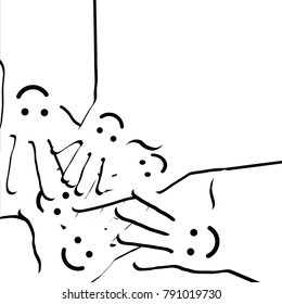 Hands in circle. Friendship concept, vector
