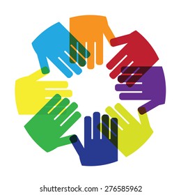 Hands circle hold together icon