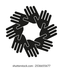 Hands circle icon. Unity symbol. Cooperation graphic. Vector teamwork.