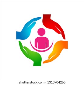 Hands circle with inside people sign vector illustrations