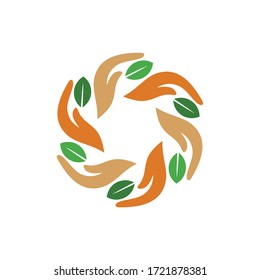 Hands circular nature logo design